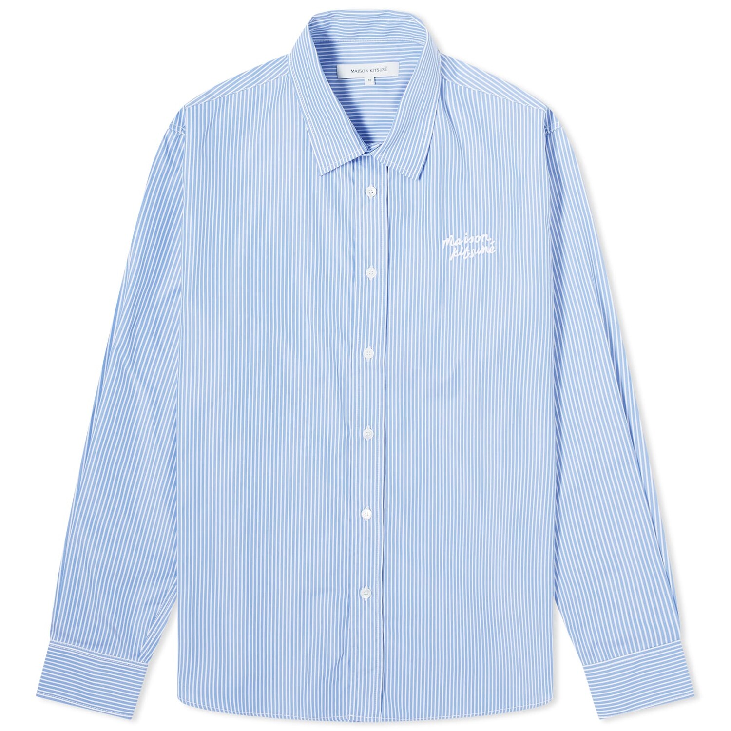 

Рубашка Maison Kitsuné Handwriting Casual Stripe Shirt, цвет Sky Blue Stripe