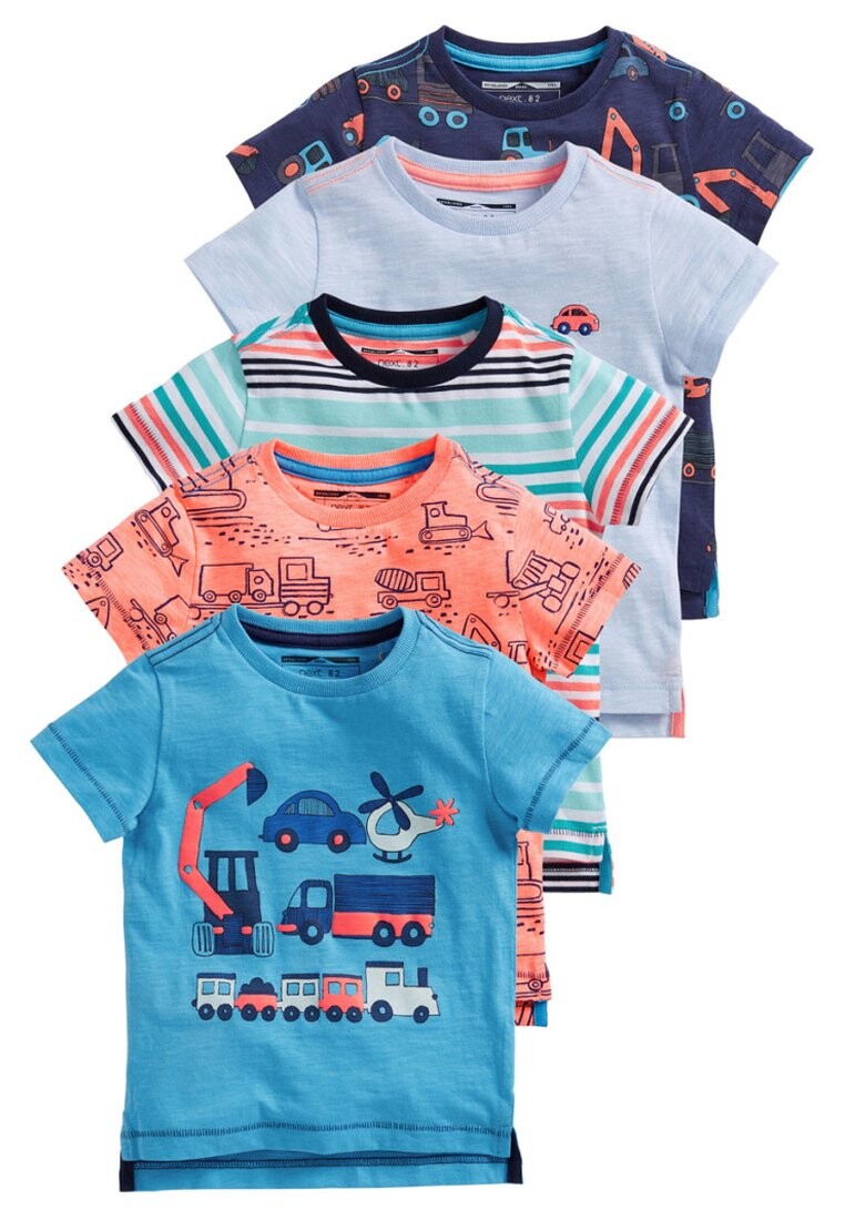 

Футболка с принтом TRANSPORT SHORT SLEEVE FIVE PACK 3MTHS-7YRS Next, цвет blue