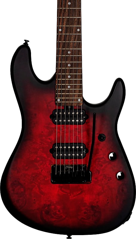 Электрогитара Sterling Richardson 7 Cutlass Electric Guitar, Dark Scarlet Burst Satin w/ Bag