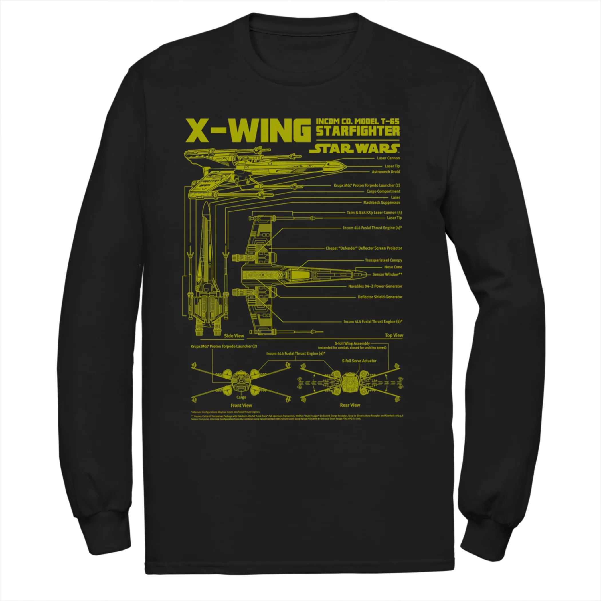 Мужская футболка Star Wars X-Wing Schematics Licensed Character мужская футболка star wars x wing blueprint licensed character