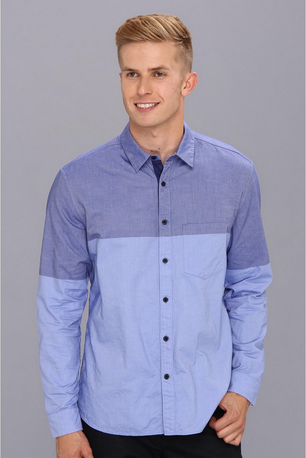 

Рубашка Elie Tahari Color Blocked Steve Shirt J202P504, цвет Blue Multi