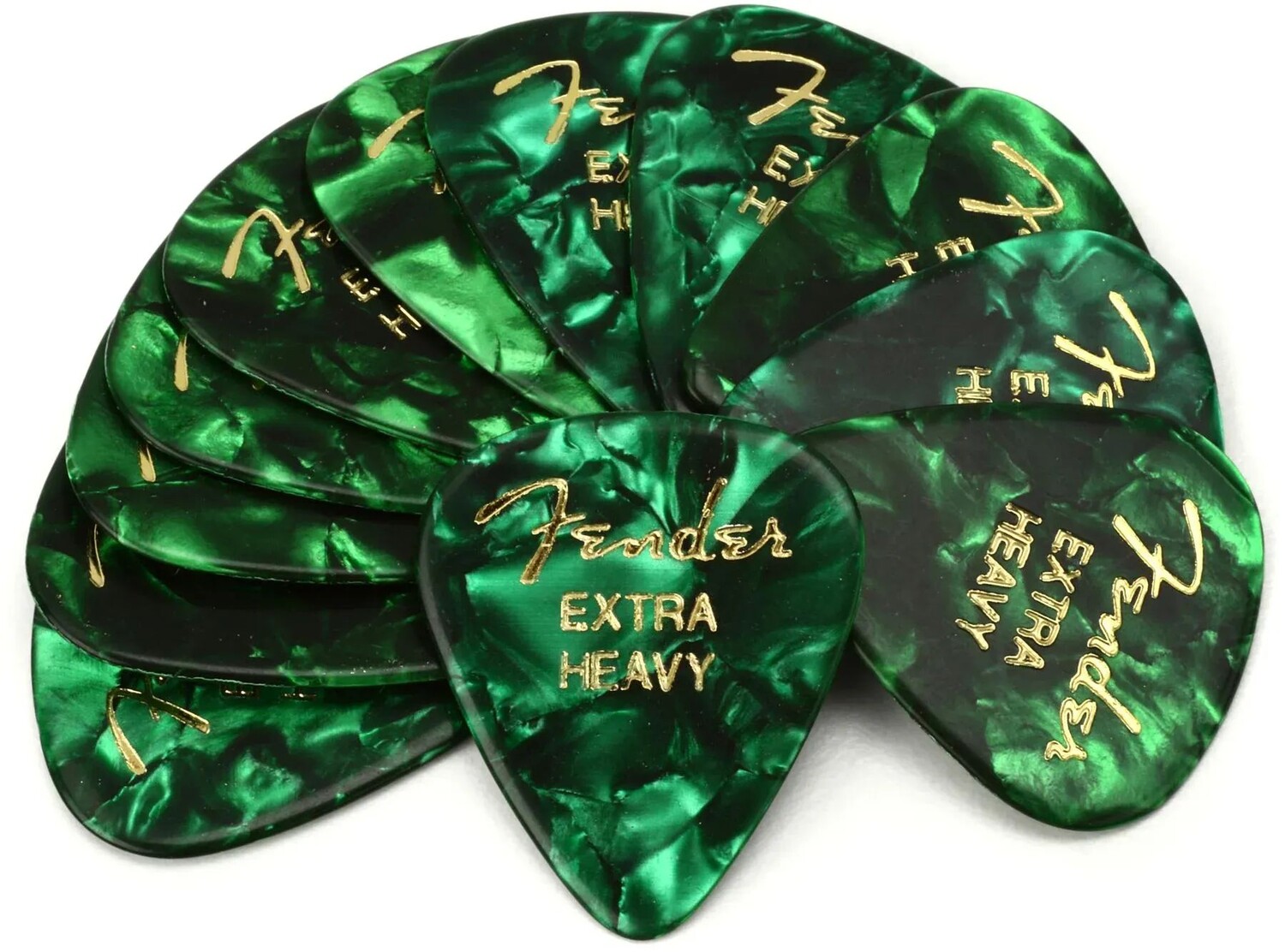 

Медиаторы Fender 351 Premium для гитары — Extra Heavy Green Moto, 12 шт.