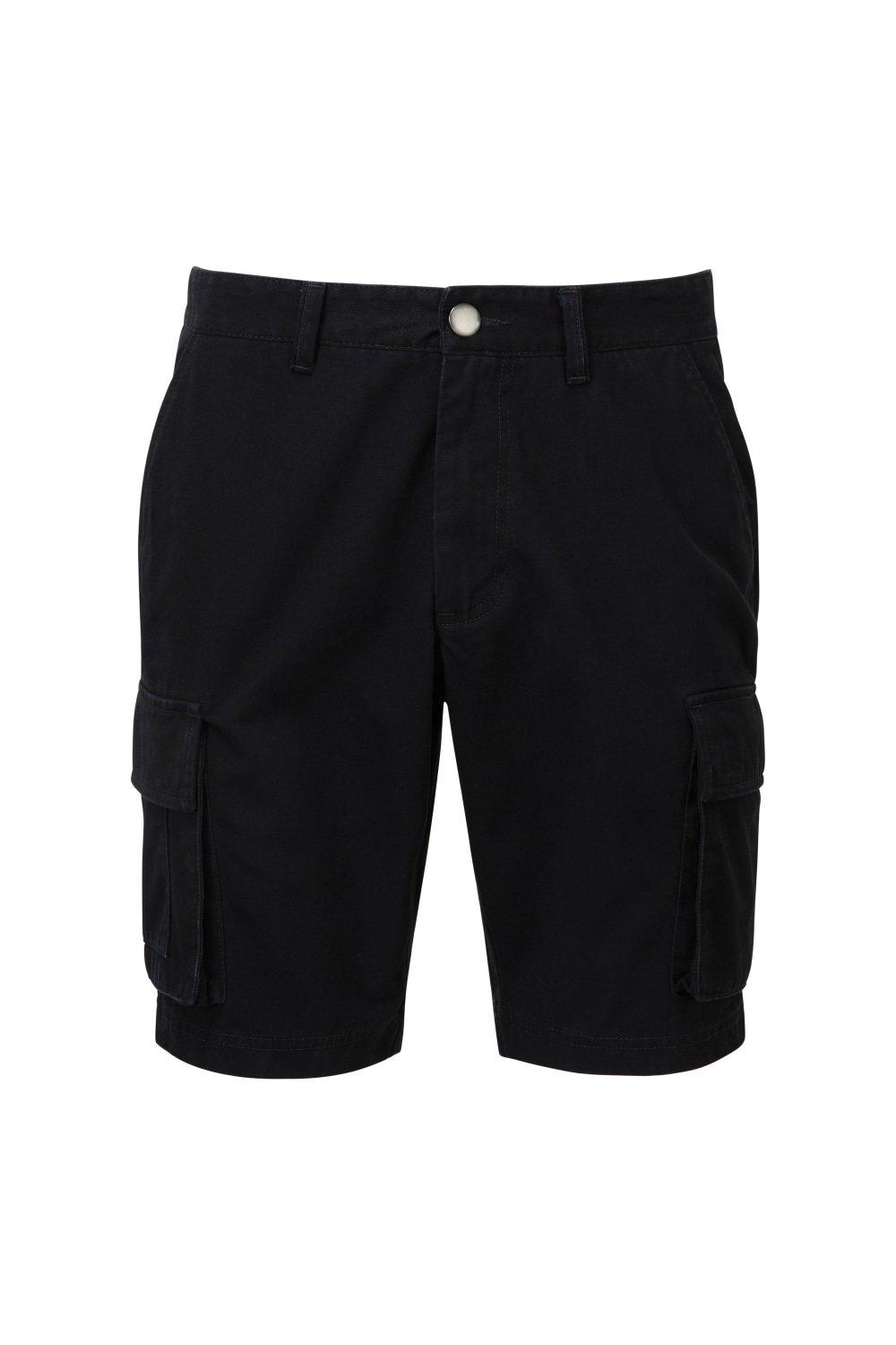 Грузовые шорты Asquith & Fox, черный шорты карго мужские однотонные свободные штаны с множеством карманов на пуговицах с широкими штанинами декор летние