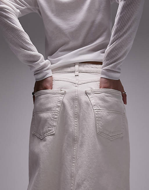 Белая джинсовая юбка макси Topshop