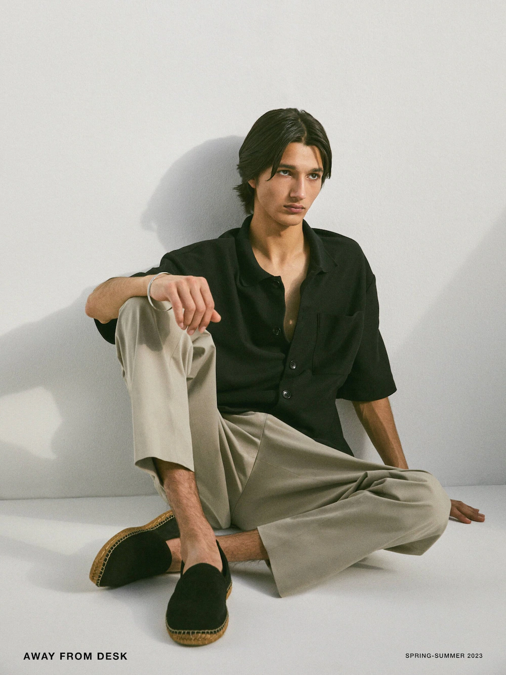 

Эспадрильи из замши с разрезом Massimo Dutti, черный