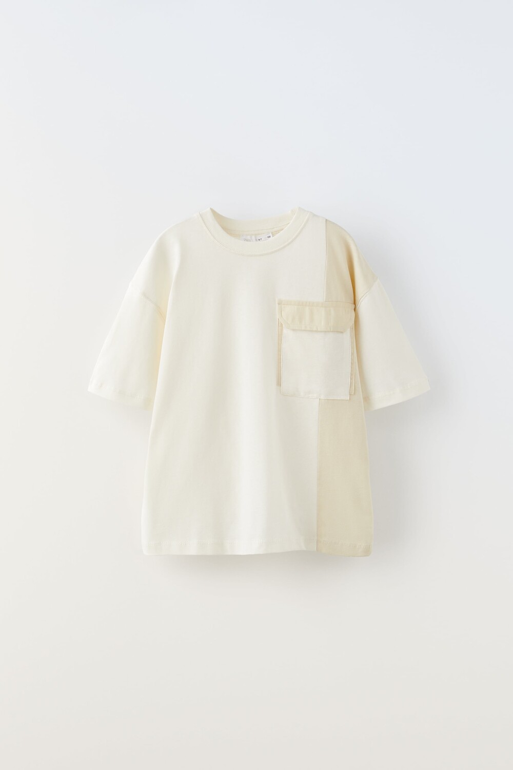 

Футболка color block с карманом Zara, экрю