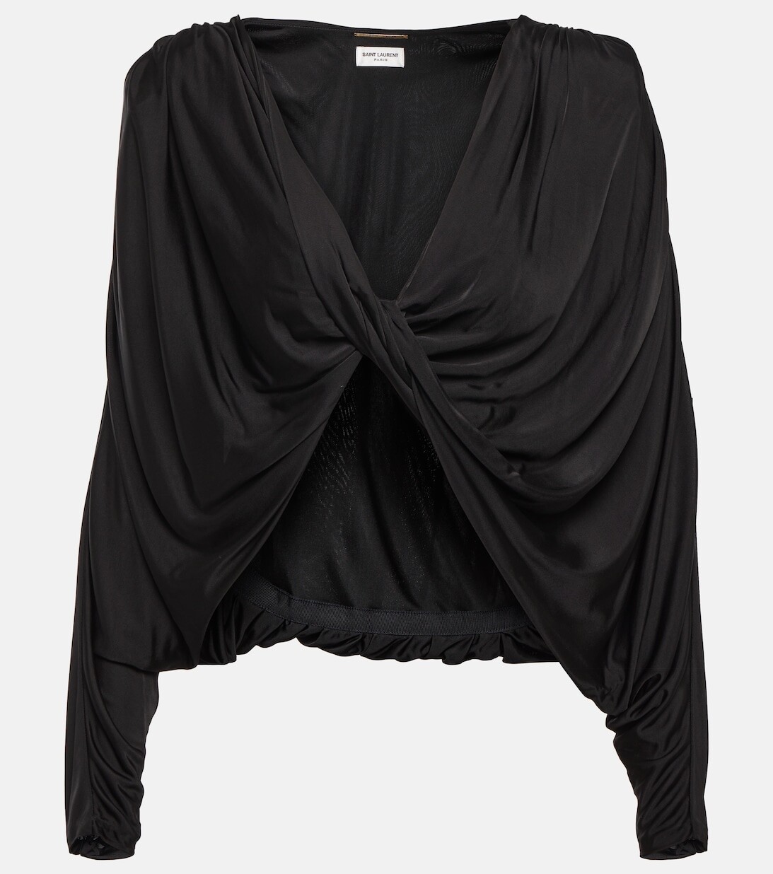

Укороченный топ из джерси со сборками SAINT LAURENT, черный