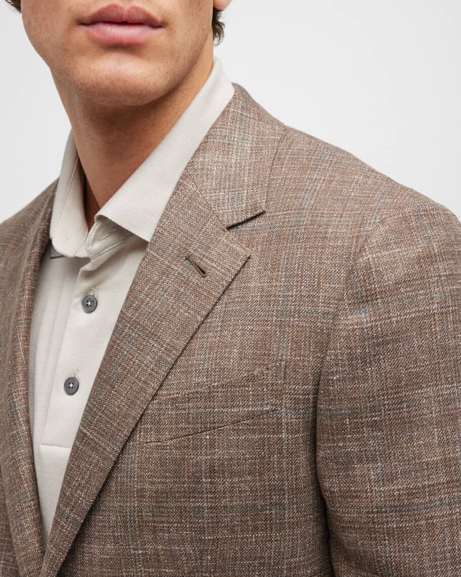 

Мужское спортивное пальто из смесовой шерсти в клетку ZEGNA, Серый