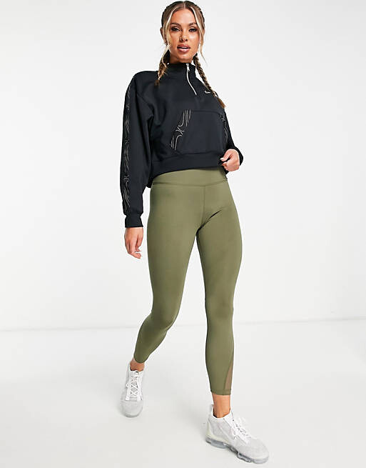 

Черный укороченный топ с молнией до половины длины Nike Training Therma-FIT