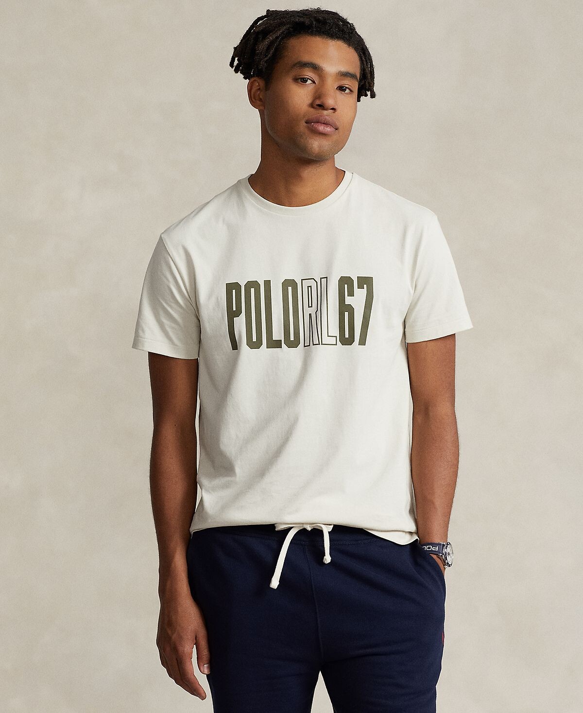 

Мужская хлопковая трикотажная футболка классического кроя с логотипом Polo Ralph Lauren