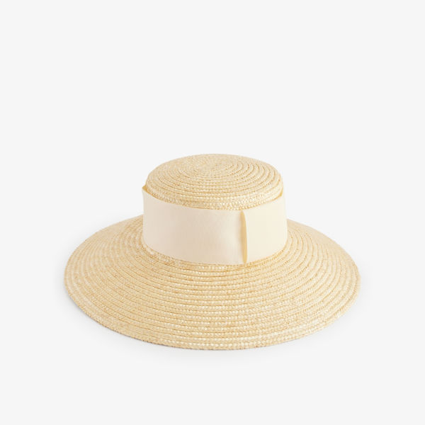 Соломенная шляпа с широкими полями, украшенная лентой Boutique Bonita, бежевый