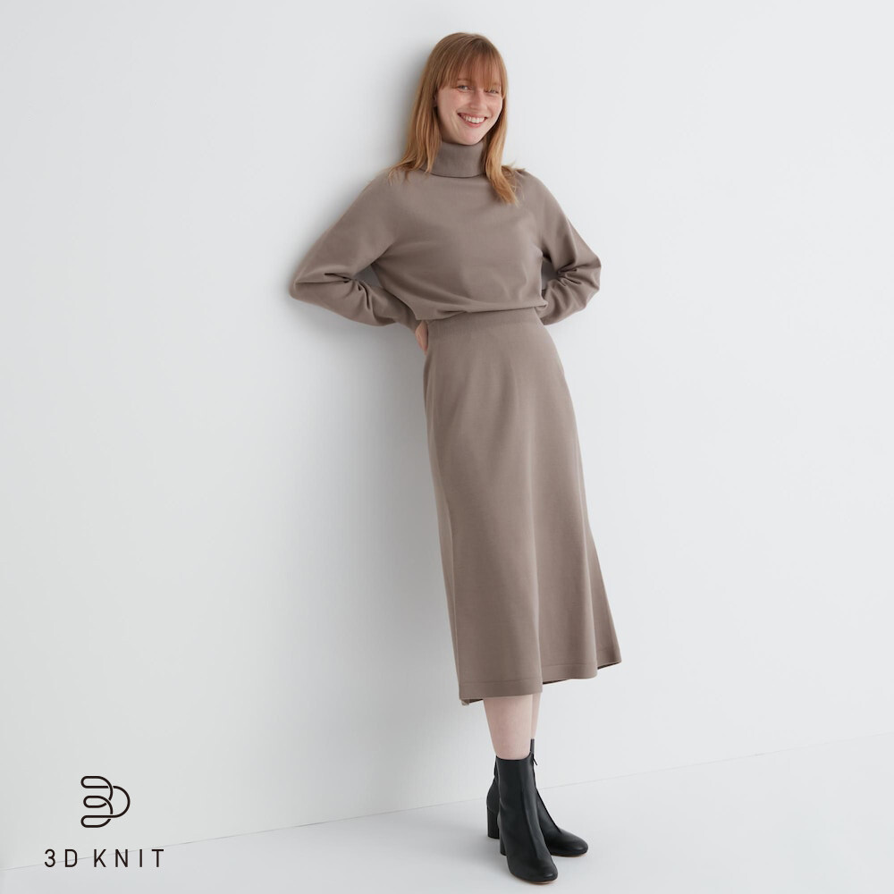 

Женская юбка Uniqlo из пряжи, темно-бежевый