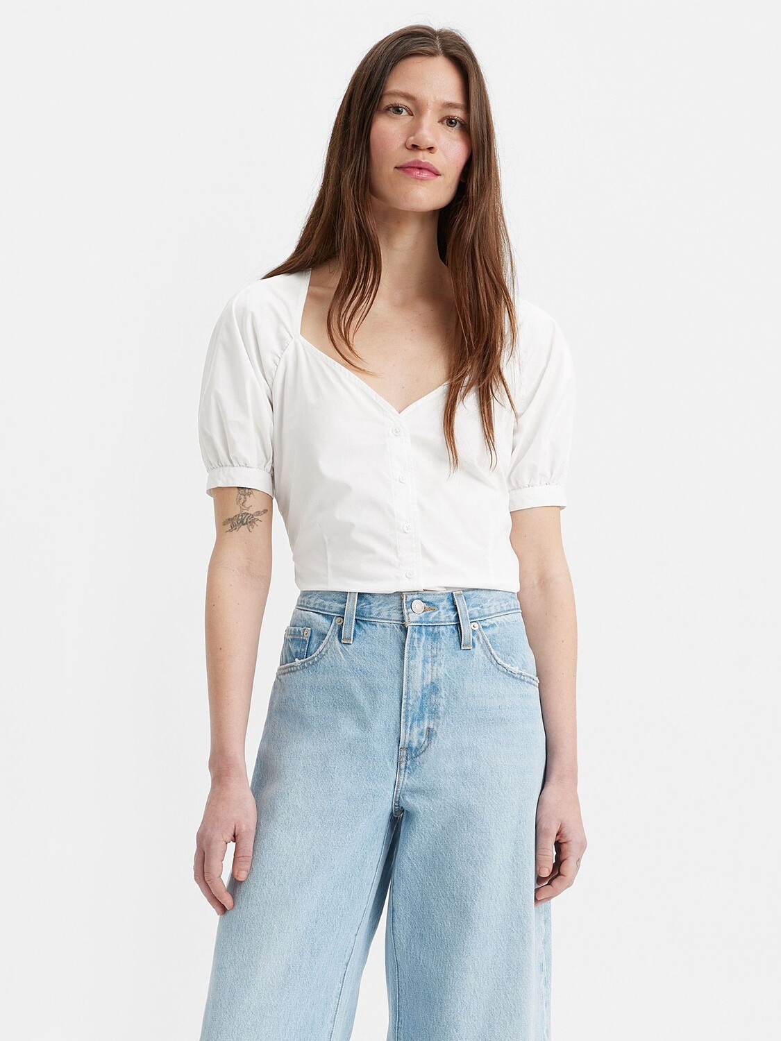 

Однотонный топ с вырезом в форме сердца Levi's Marta, ярко-белый