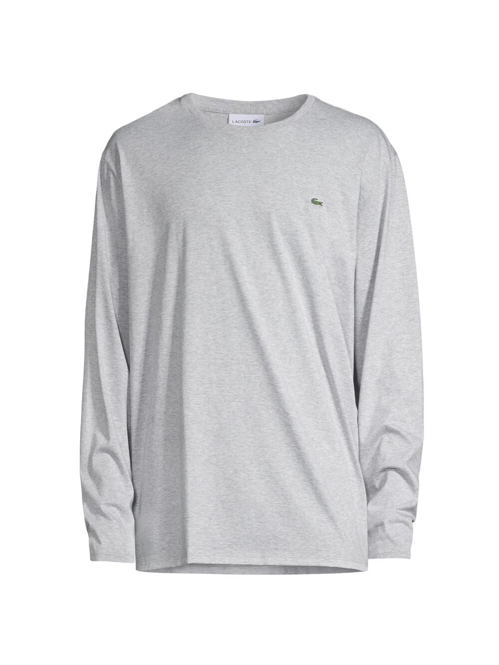 

Хлопковая футболка с длинными рукавами Lacoste, серебряный, Серый
