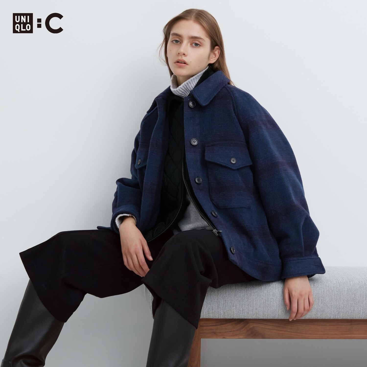 

Куртка оверсайз UNIQLO, синий