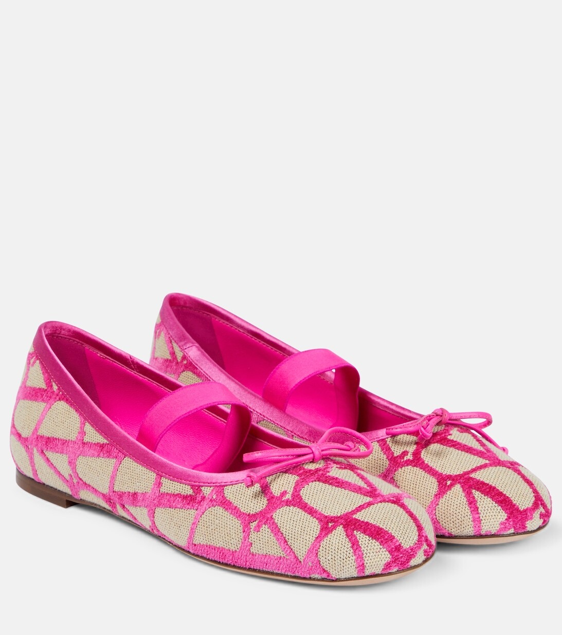 

Балетки Toile Iconographe с кожаной отделкой Valentino Garavani, розовый