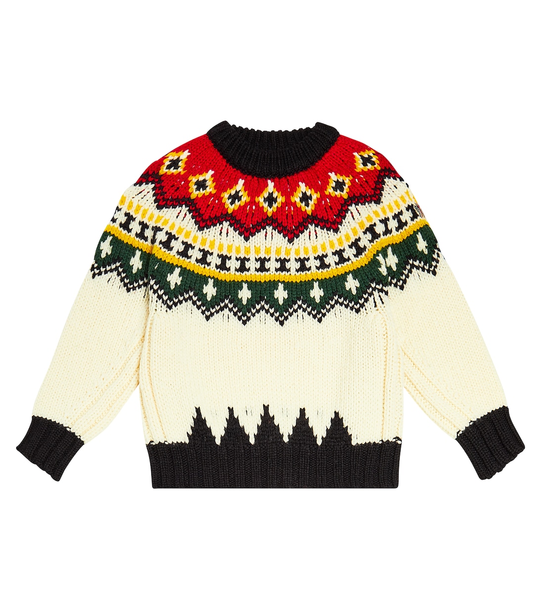 Жаккардовый свитер из смесовой шерсти Moncler Grenoble Enfant, белый