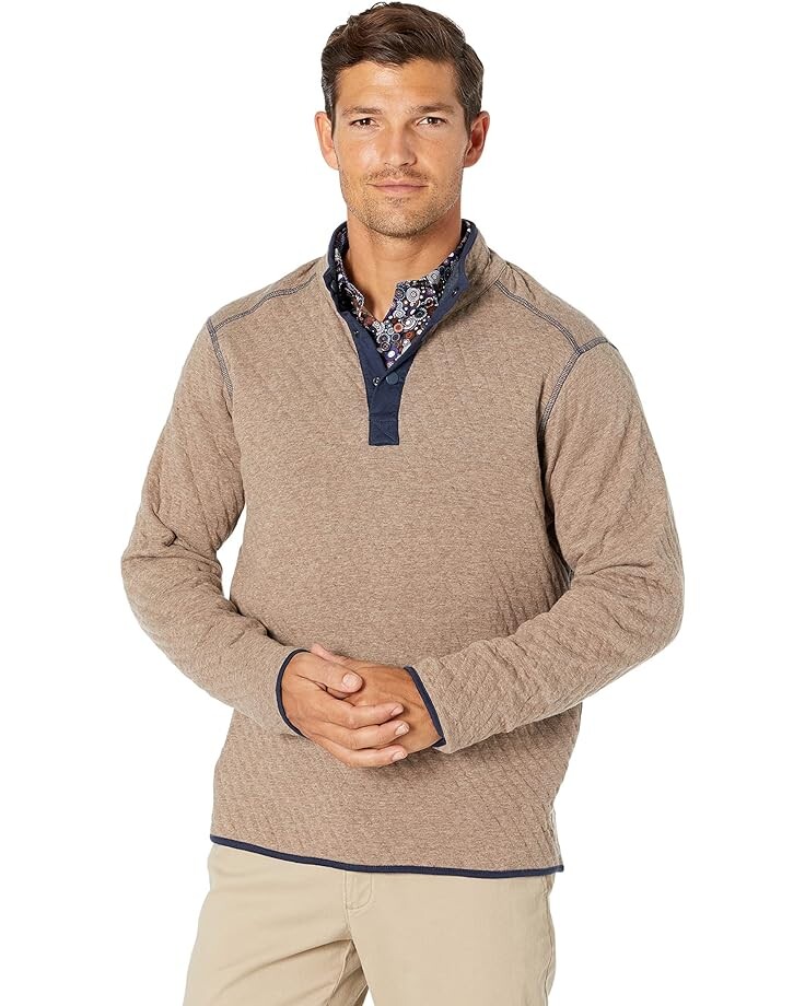 

Свитер Johnston & Murphy Reversible 1/4 Snap, цвет Navy Heather/Light Brown