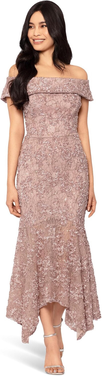 

Платье Mid Off-the-Shoulder Soutache XSCAPE, серо-коричневый
