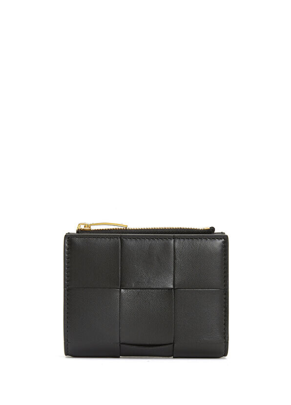 

Женский бумажник из фактурной тканой кожи Bottega Veneta, черный