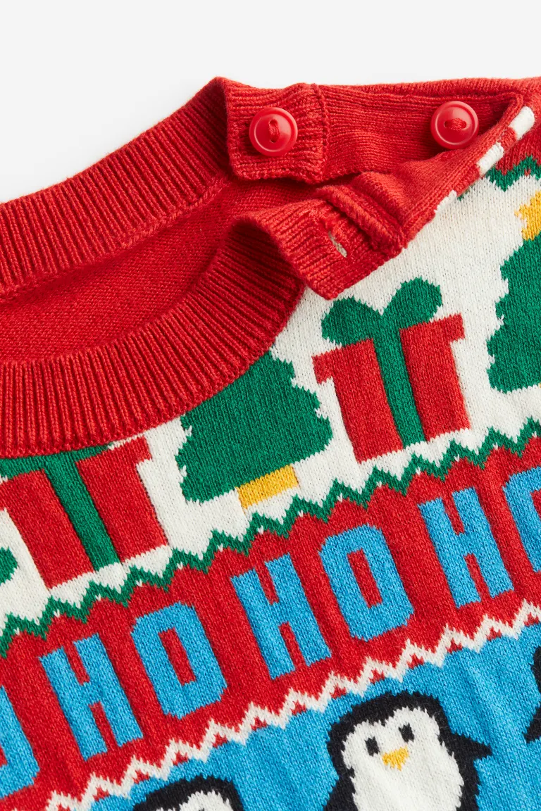

Свитер жаккардовой вязки H&M, красный