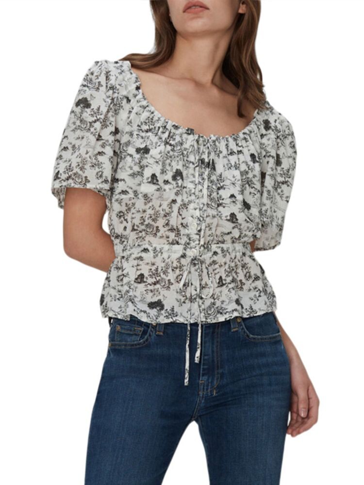 

Крестьянский топ на пуговицах спереди 7 For All Mankind, цвет Toile Green