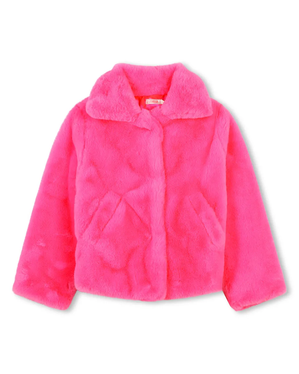 

Розовая шуба для девочки с карманами Billieblush, розовый