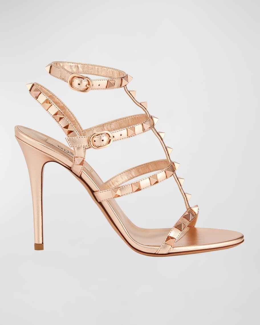 

Металлизированные босоножки на высоком каблуке Rockstud Caged Valentino Garavani, Коричневый, Металлизированные босоножки на высоком каблуке Rockstud Caged Valentino Garavani
