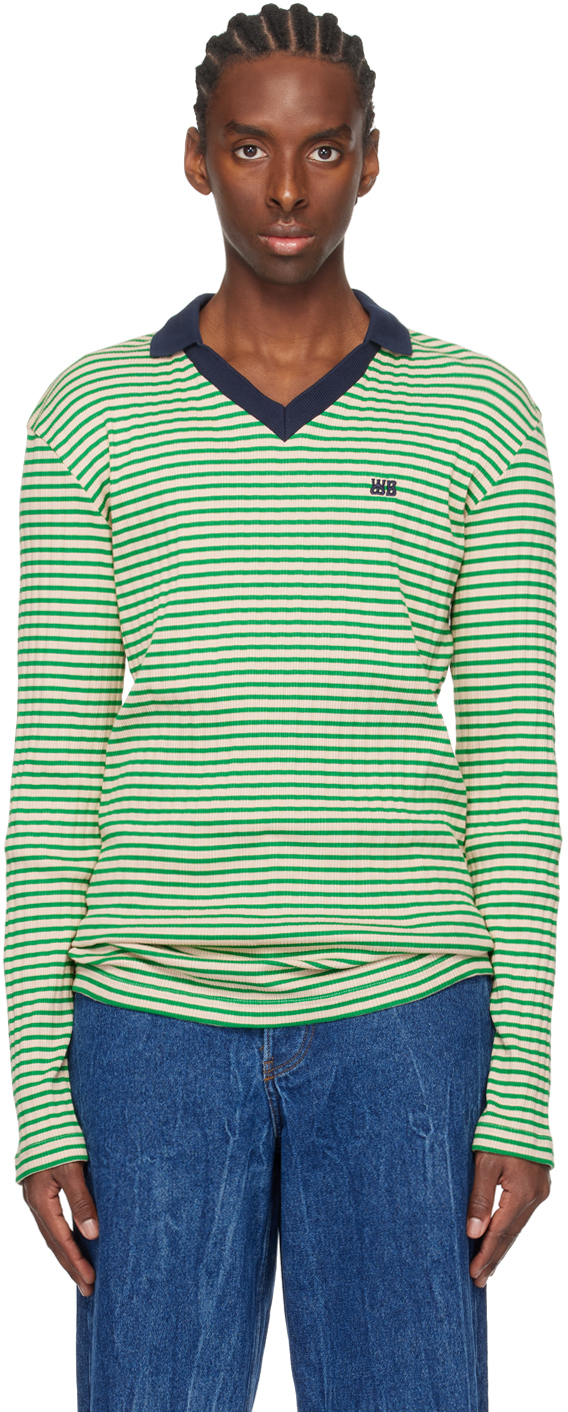 Зеленая и кремовая футболка-поло Sonic Wales Bonner