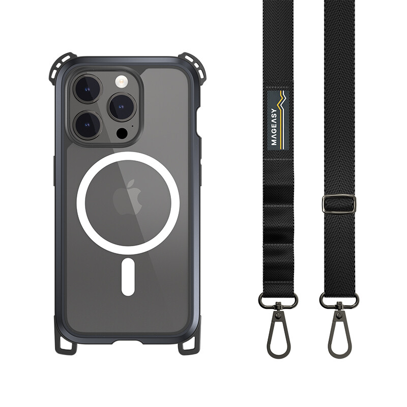 

Чехол для телефона Switcheasy, Metallic black with lanyard