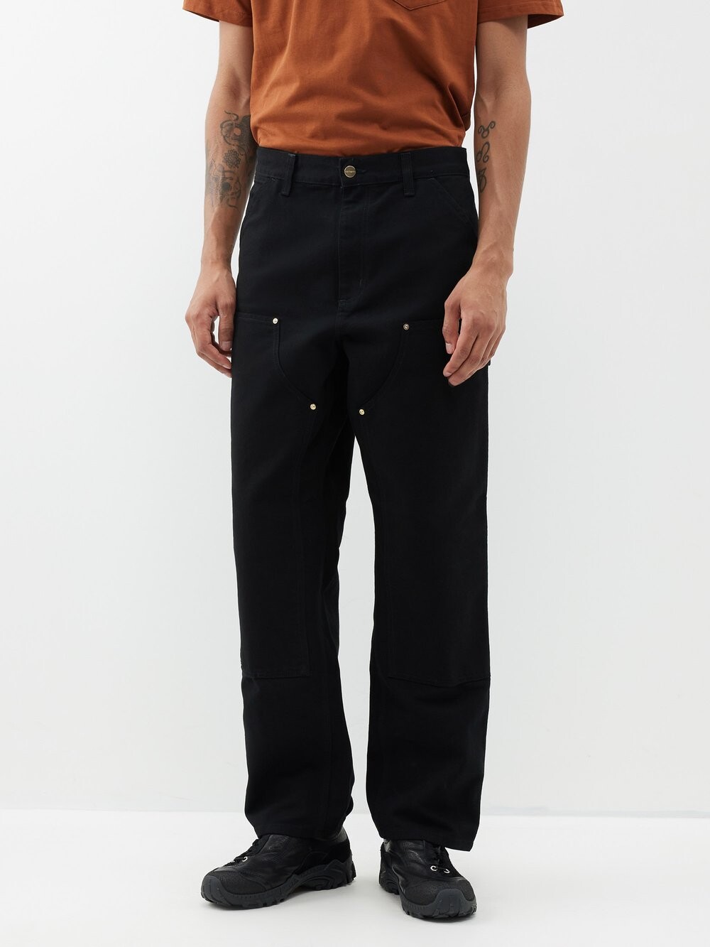 

Брюки dearborn из холщовой ткани с нашивками на коленях Carhartt WIP, черный
