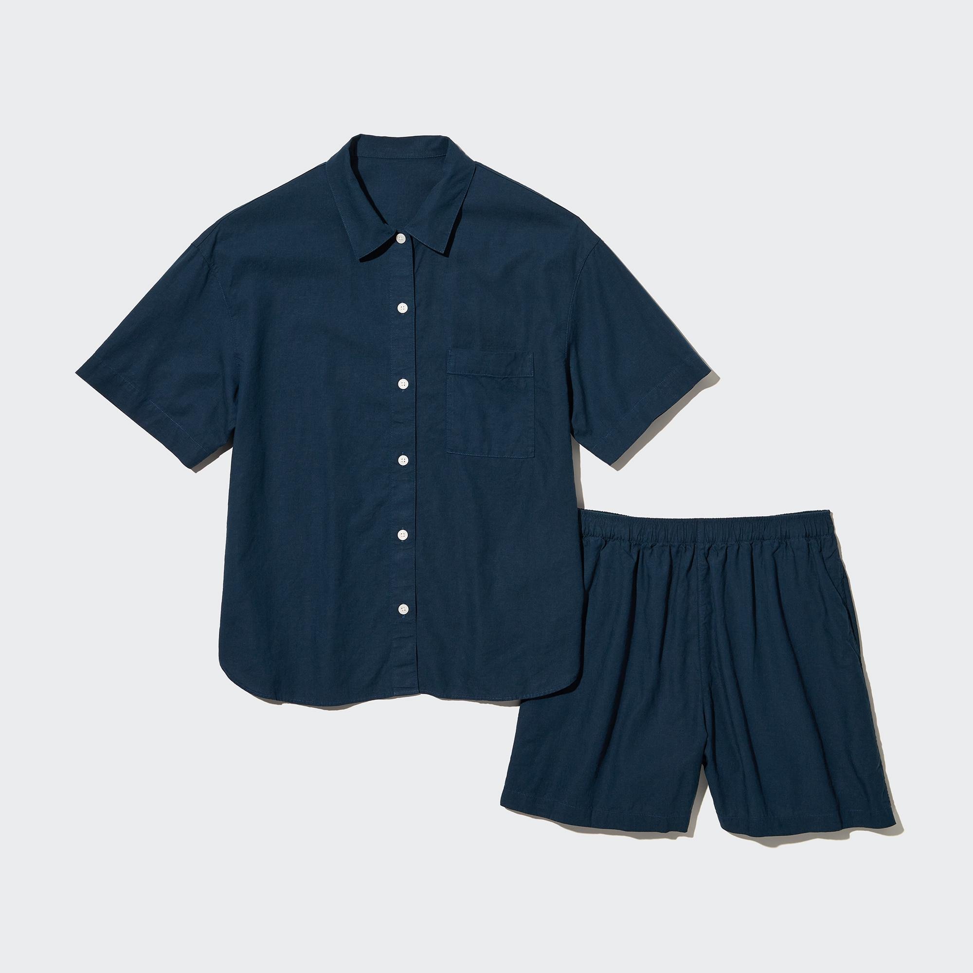 Комплект льняной Uniqlo рубашка и шорты, синий