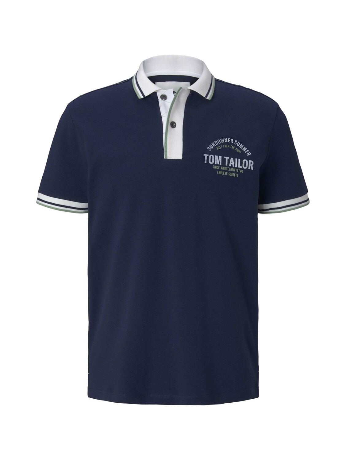 Поло Tom Tailor Tom Tailor Decorated Polo mit Print Shortleeve, синий