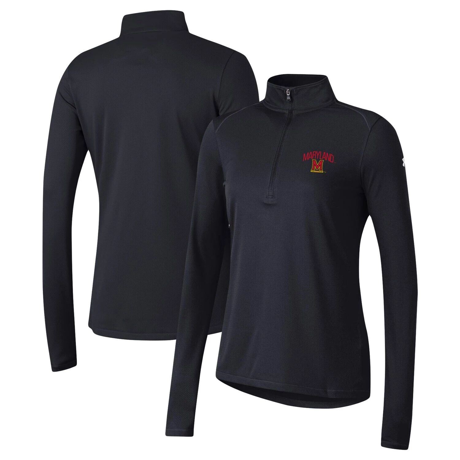 

Женский черный топ из технической сетки с молнией четверти Under Armour Maryland Terrapins Under Armour