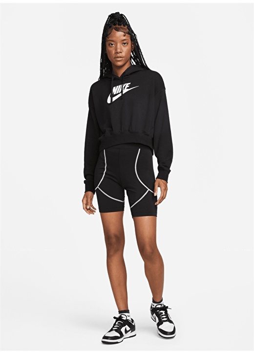 Черная женская толстовка с капюшоном и принтом Nike
