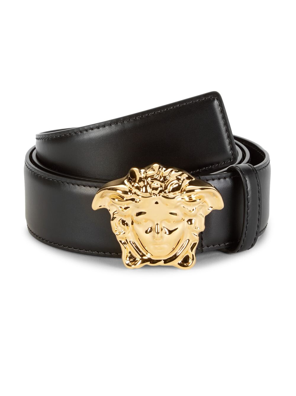

Кожаный ремень с медузой Versace, черный