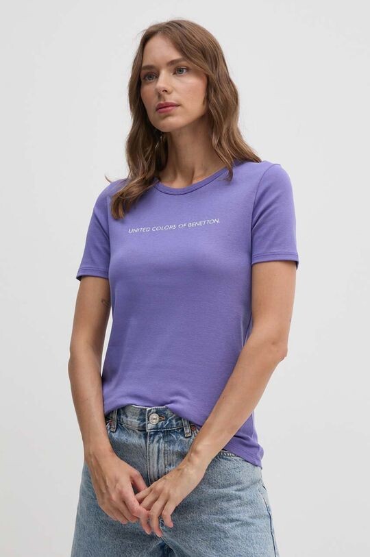 

Хлопковая футболка United Colors of Benetton, фиолетовый