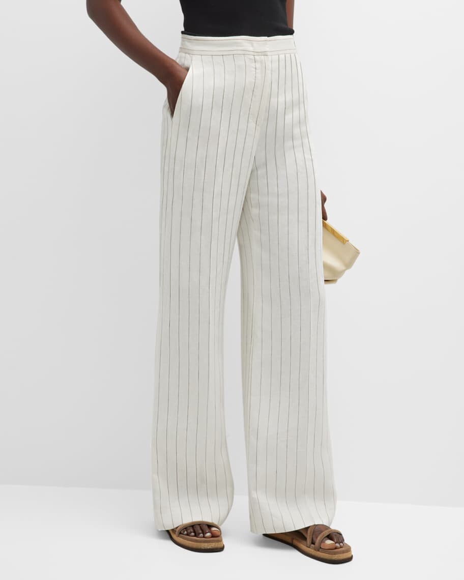

Льняные брюки в тонкую полоску Popoli Max Mara