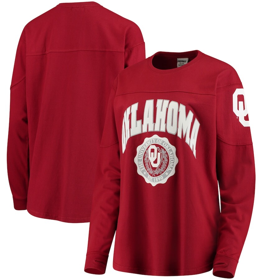 

Футболка с длинным рукавом Pressbox Oklahoma Sooners, малиновый