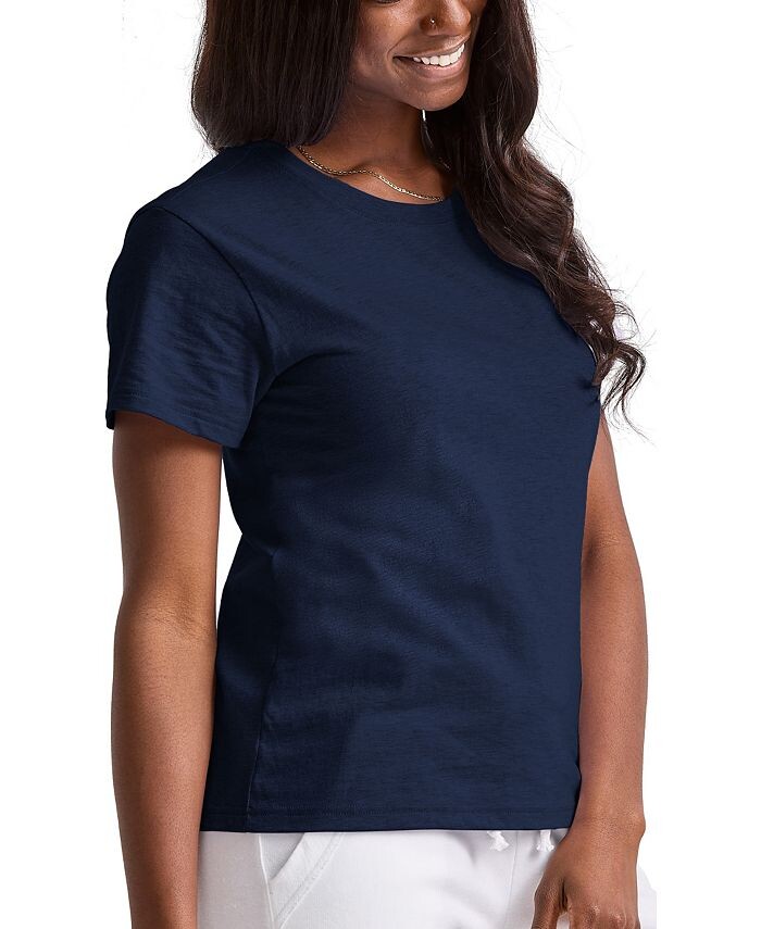 

Женская классическая футболка Originals Triblend с коротким рукавом Hanes, цвет Athletic Navy Heather