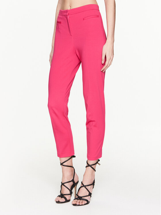цена Тканевые брюки узкого кроя Pinko, розовый