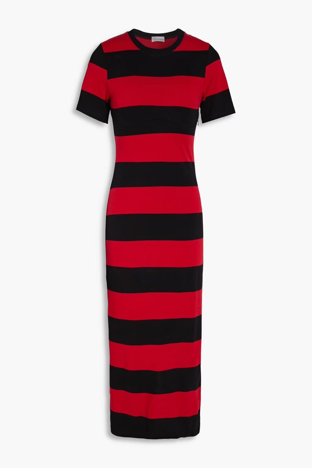 

Полосатое платье миди из хлопкового джерси Redvalentino, черный