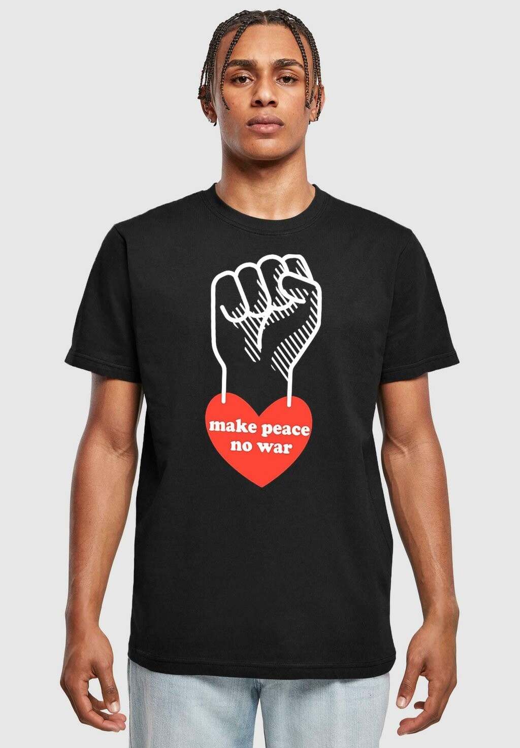 

Футболка с принтом PEACE FIST HEART ROUND NECK Merchcode, черный