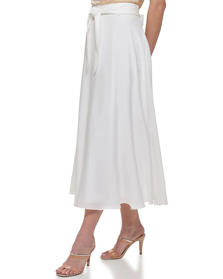 

Юбка DKNY Belted Midi Skirt, белый