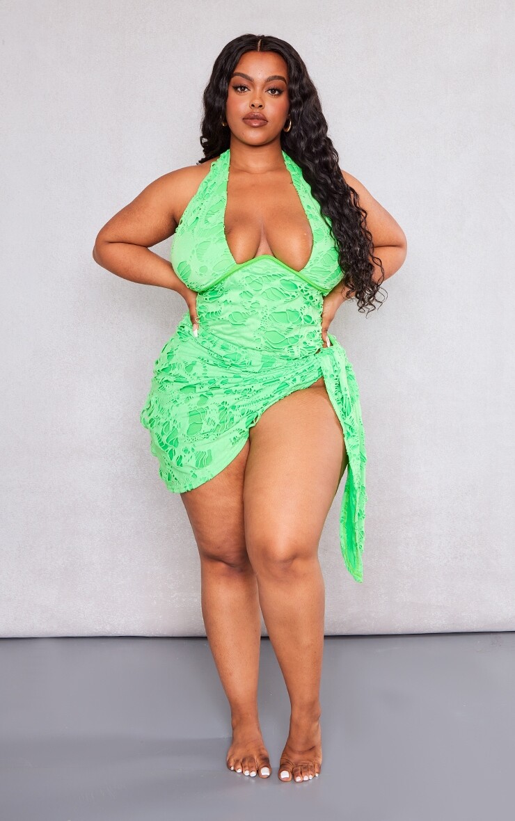 

PrettyLittleThing Саронг Apple Green с рваными вырезами и вырезами