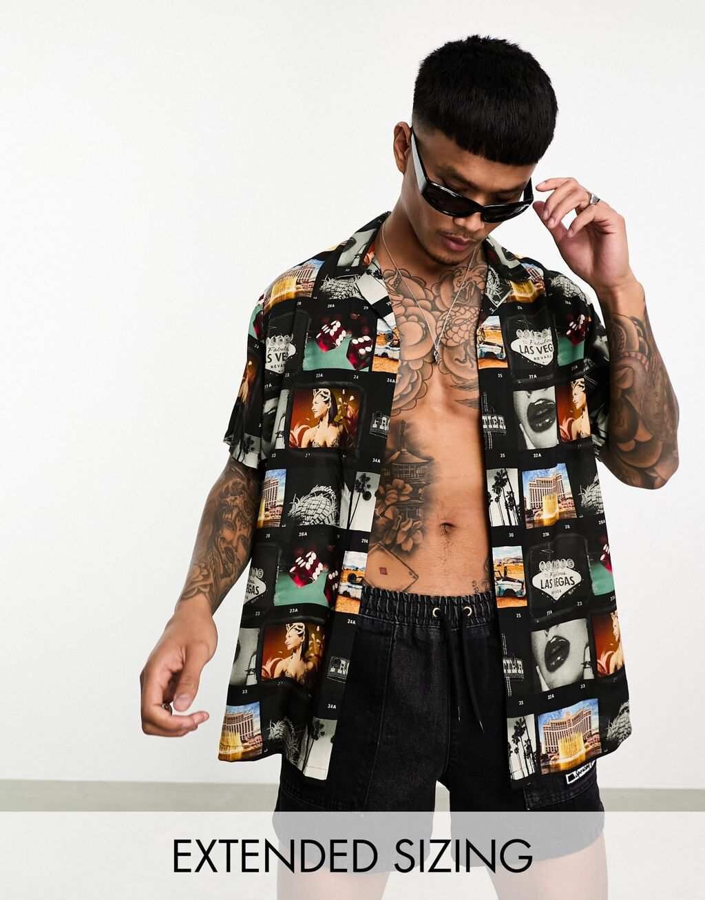 

Свободная рубашка с принтом кинопленки ASOS DESIGN Revere из Лас-Вегаса
