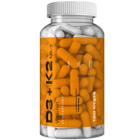 Ecomax, Витамин К2 МК-7 100мкг + D3 2000МЕ 50мкг 120 капсул витамин к2 таб 100мкг 30