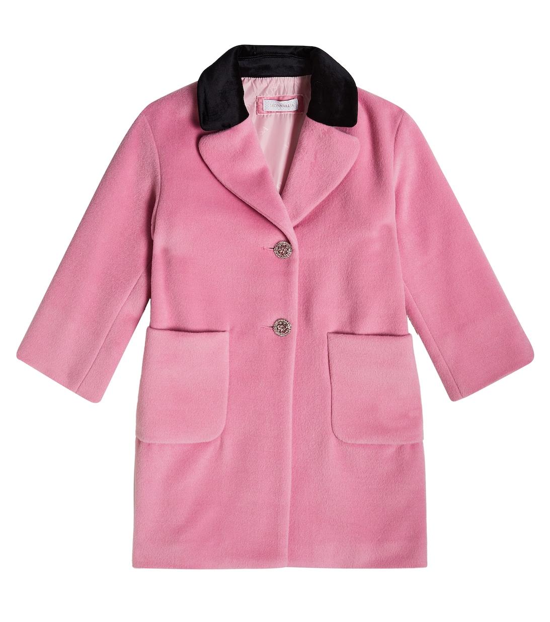 Украшенное велюровое пальто Monnalisa, розовый стеганое пальто monnalisa розовый