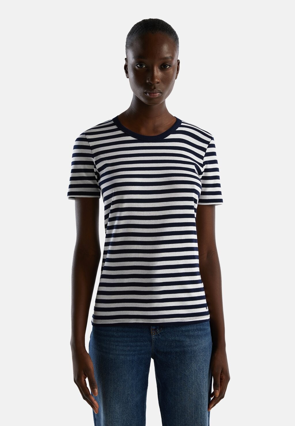

Футболка с принтом CREW NECK STRIPED United Colors of Benetton, цвет blue