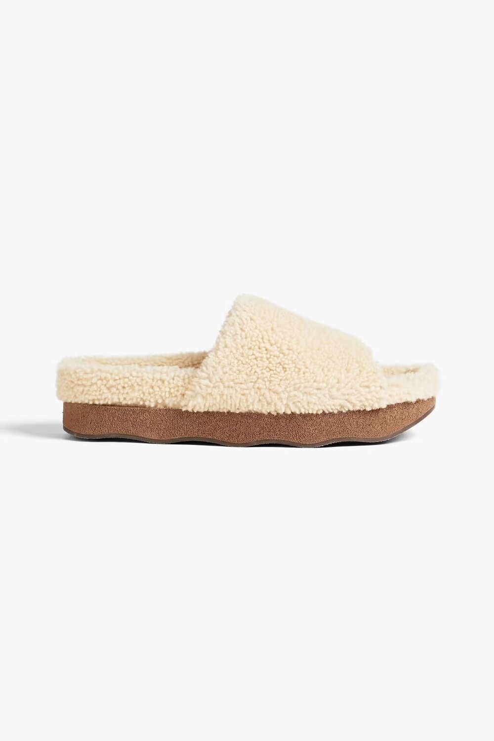 

Шлепанцы на платформе из волнистой овчины Chloé, слоновая кость